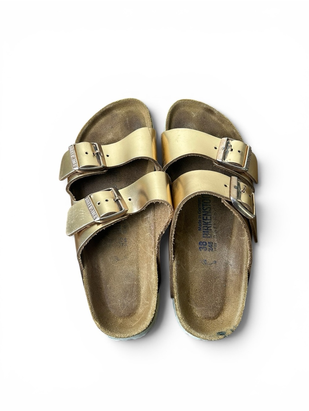 Birkenstock Arizona Sandals in Gold Birko-Flor 38